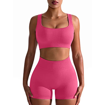 OQQ Women's Workout 2 Piece Seamless Fitness Set