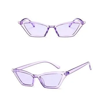 W&Y YING Small Frame Retro Skinny Thin Cat Eye Sunglasses for Women Colorful Mini Narrow Square Cateye Vintage Sunglasses (purple)