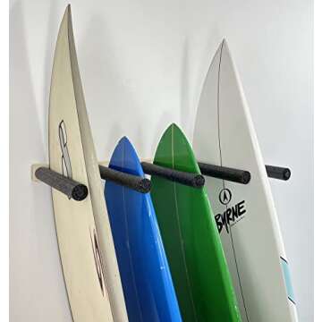 Versatile Vertical Surfboard Storage Rack - Holds 4 Boards Safely