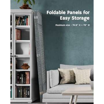 JOSTYLE Folding Privacy Room Divider, 4 Panel Screen Divider 6 ft. Tall Freestanding Extra Wide Rattan Room Partition Wall Separation Dividers, Grey