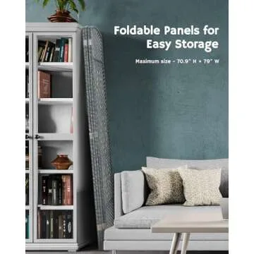 JOSTYLE Folding Privacy Room Divider, 4 Panel Screen Divider 6 ft. Tall Freestanding Extra Wide Rattan Room Partition Wall Separation Dividers, Grey