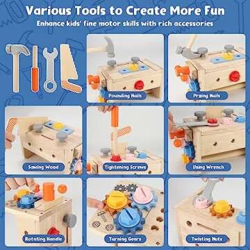 Vextronic Kids Tool Set - 38 PCS Wooden Montessori Toy