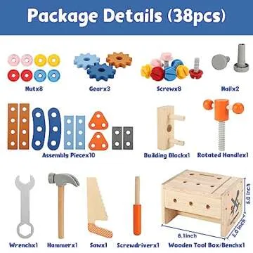Vextronic Kids Tool Set - 38 PCS Wooden Montessori Toy
