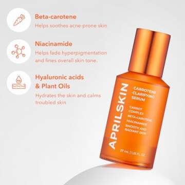 APRILSKIN Carrotene Clarifying Facial Serum | Vegan, Non-comedogenic | Blemish Clear, Dark Spot Corrector | Korea Skincare | Oily Skin, Sensitive Skin, Bumpy Skin | 1.25 fl.oz