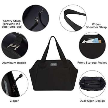 NOBLE DUCK Small Dog Carrier with Pockets, Portable Small Dog Cat Soft-Sided Carrier with Adjustable Safety Tether, Versatile Pet Purse for Subway/Shopping/Hiking/Traveling
