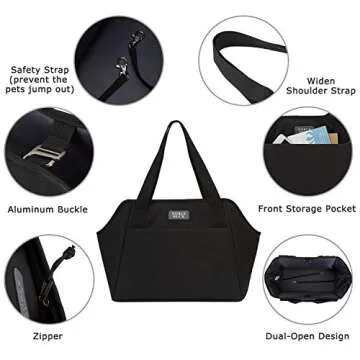 NOBLE DUCK Small Dog Carrier with Pockets, Portable Small Dog Cat Soft-Sided Carrier with Adjustable Safety Tether, Versatile Pet Purse for Subway/Shopping/Hiking/Traveling