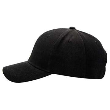 Baseball Cap Men Women - Adjustable Plain Sports Fashion Quality Hat, BLK