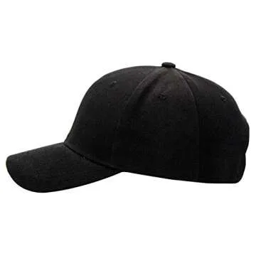 Baseball Cap Men Women - Adjustable Plain Sports Fashion Quality Hat, BLK