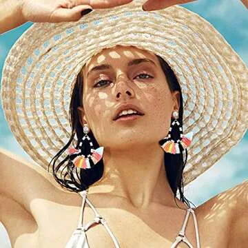 9 Pairs Colorful Vintage Tassel Earrings Bohemian Statement Earrings Water Drop Boho Earrings for Women Hypoallergenic