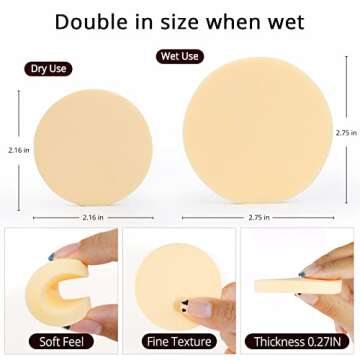 BEAKEY 12 Pcs Round Makeup Sponges & Powder Puff Set