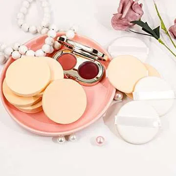 BEAKEY 12 Pcs Round Makeup Sponges & Powder Puff Set