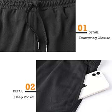Surenow Mens Running Gym Shorts 3 Inch Breathable Lightweight Athletic Sport Shorts Training Workout Shorts with Pockets Black