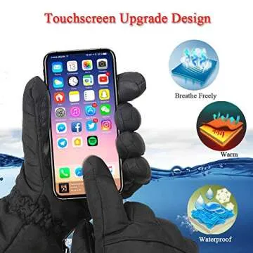 Heated Gloves, 4000 mAh Rechargeable Battery Powered Electric Heat Gloves Waterproof Winter Thermal Gloves with Touchscreen for Women Men Cycling Riding Skiing Skating Hiking Hunting Outdoor Sports
