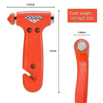 THINKWORK Car Safety Hammer, 3-in-1 Emergency Escape Tool with One Second Window Breaker and Seat Belt Cutter, Safety Emergency Car Escape Tool for Car, Office, Home, Orange