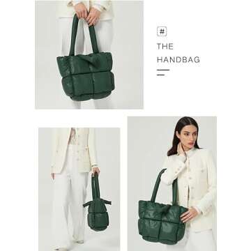 Puffer Shoulder Bag for Women Mini Down Satchel Hobo Bag Quilted Tote Bag Chic Purses 2024