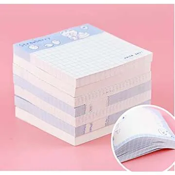 4 Pack Cute Sticky Notes Kawaii Sticky Notes Memo Pads 3.1x3.1 Inches Fresh Bear Series Self-Stick Note Pads for Girls Boys Students School Office Home (320 Sheets), 4 Pads 80 Sheets/Pad