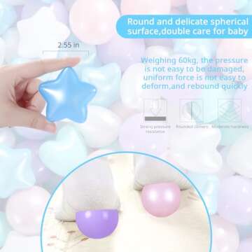 Heopeis Ball Pit Balls for Toddlers - Phthalate Free BPA Free Crush Proof Plastic Ball, Play Balls for Ball Pit Pool Playpen Babies Kids Children Birthday Parties Pool Tent Party, 100Pcs