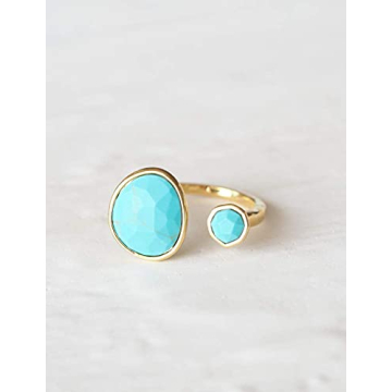 Elegant 14K Gold-Plated Ring with Simulated Turquoise