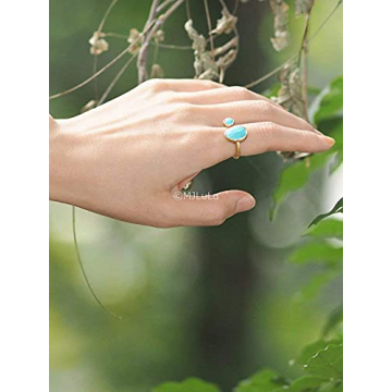 Elegant 14K Gold-Plated Ring with Simulated Turquoise