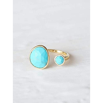Elegant 14K Gold-Plated Ring with Simulated Turquoise