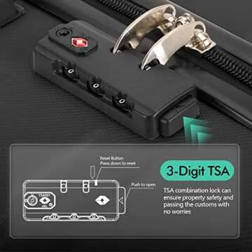 AnyZip Luggage PC ABS Hardside Lightweight Suitcase with 4 Universal Wheels TSA Lock Carry-On 20 Inch Black