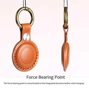 KEEPXYZ Genuine Leather Airtag Holder Suitable for Apple Airtag Keychain Leather, Small Air Tag Holder with Key Rings, Protective Airtag Case Cover Accessories - Brown V1.0