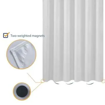N&Y HOME Extra Long Fabric Shower Curtain or Liner 72 x 94 inch, Hotel Quality, Washable, White Bathroom Curtains with Grommets, 72x94