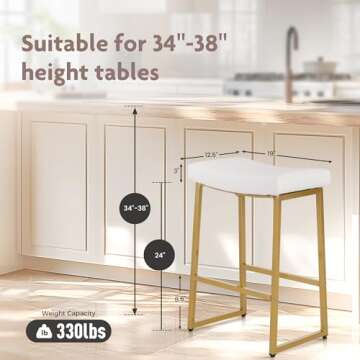 ALPHA HOME 24" Bar Stools Set of 2 - Comfortable & Stylish