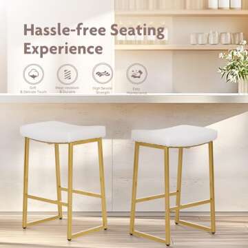 ALPHA HOME 24" Bar Stools Set of 2 - Comfortable & Stylish