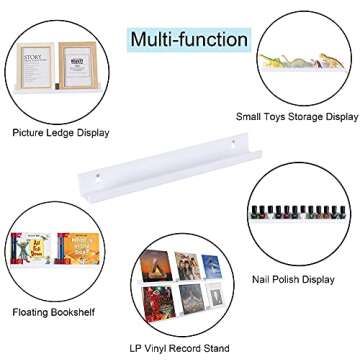 Sooyee 6 Pack Wall Shelves,15 Inch Floating Shelf Hanging Shelves for Wall Storage,Small Bookshelf,Kids Room Decor,Wall Mounted Shelves Display for Funko pop,Toy,Record,Vinyl,Picture,Book,White