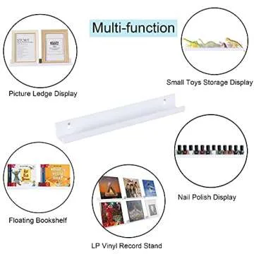 Sooyee 6 Pack Wall Shelves,15 Inch Floating Shelf Hanging Shelves for Wall Storage,Small Bookshelf,Kids Room Decor,Wall Mounted Shelves Display for Funko pop,Toy,Record,Vinyl,Picture,Book,White