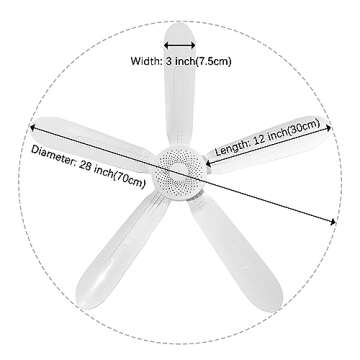 Mengnessly 28" Inch Ceiling Fan AC 110V/DC 12V Indoor Outdoor Gazebo Electric Fans for Tent with Remote Control Portable Hanging Plug in No Light White Bedroom Porch Quiet Small Room RV Garage Dorm