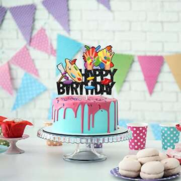 Art Theme Birthday Cake Topper for Creative Celebrations