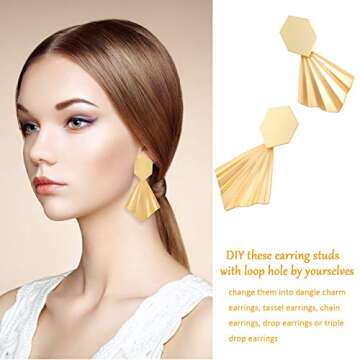 Hicarer 90 Pcs Gold Plated Earring Posts for Jewelry Making