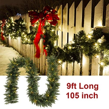 9 FT Pre-lit Christmas Garland for Home Decor
