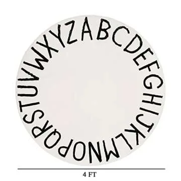 HEBE 4ft Round Kids Play Rug ABC Alphabet Nursery Rug for Bedroom Playroom Non Slip Fun Educational Playmat Round Circle Carpet Crawling Mat for Classroom Infant Toddlers
