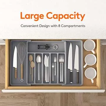 Lifewit Expandable Silverware Drawer Organizer - Adjustable Utensil Tray