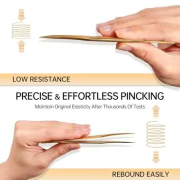 Lash Tweezers for Eyelash Extension, Hand Calibrated Dolphin-shaped Tip eyelash tweezers, False Lash Application Tools, Lash extension tweezers gold