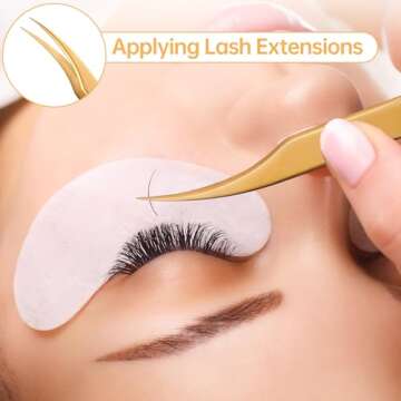 Lash Tweezers for Eyelash Extension, Hand Calibrated Dolphin-shaped Tip eyelash tweezers, False Lash Application Tools, Lash extension tweezers gold
