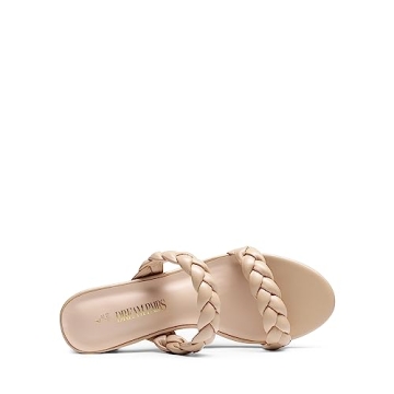 DREAM PAIRS Women's Two Braided Strap Low Heels for Women Open Toe Block Chunky Heels Sandals Holiday Party Wedding Dress Pumps Shoes DHS213-2 Nude Size 8