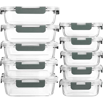 [10-Pack] Glass Meal Prep Containers with Lids, MCIRCO Food Storage Containers with Snap Locking Lid...