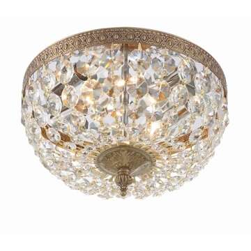 Crystorama 2 Light Clear Italian Crystal Flush Mount Light Fixture
