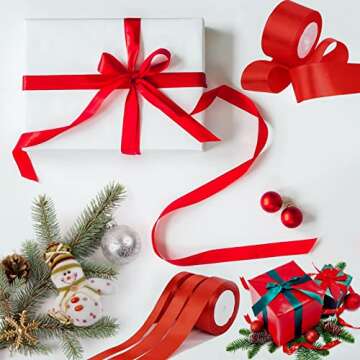 SWTOOL 1" Single Face Satin Ribbon 50 Yards Roll for Wedding Details, Sewing Projects, Gift Wrapping, Invitation Embellishments and Crafting Projects Etc (Red)