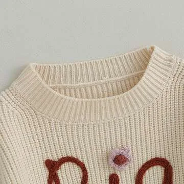 CREAIRY Big Sister Little Sister Matching Outfits Toddler Baby Girl Chunky Knit Sweater Warm Sweatshirt Knitted Fall Clothes (Big Sis-Beige, 2-3 Years)