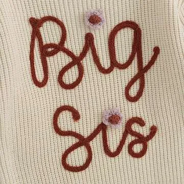 CREAIRY Big Sister Little Sister Matching Outfits Toddler Baby Girl Chunky Knit Sweater Warm Sweatshirt Knitted Fall Clothes (Big Sis-Beige, 2-3 Years)