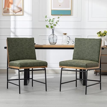 DUOMAY Mid-Century Modern Dining Chairs Set of 2, PU Leather Side Chair with Rear Handle, Armless Ch...