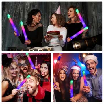 Glow Sticks Bulk -36 Pcs LED Foam Glow Sticks Glow in The Dark Party Supplies, 3 Modes Colorful Flas...