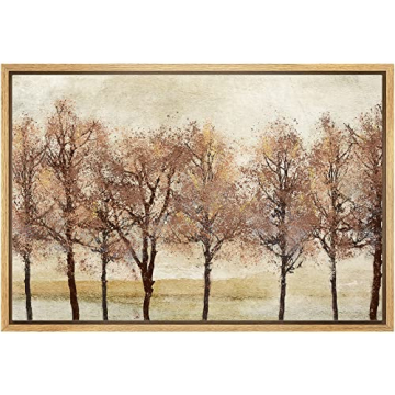 wall26 Framed Canvas Print Autumn Fall Orange Leaf Forest Tree Landscape Nature Wilderness Illustrat...
