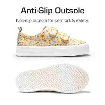 DREAM PAIRS Kid Toddler Sneakers Boys Girls Canvas with Cartoon Dual Hook and Loops for School Walking,Size 8 Toddler,Yellow/Flower,KKUMFN2508