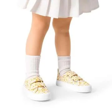 DREAM PAIRS Kid Toddler Sneakers Boys Girls Canvas with Cartoon Dual Hook and Loops for School Walking,Size 8 Toddler,Yellow/Flower,KKUMFN2508